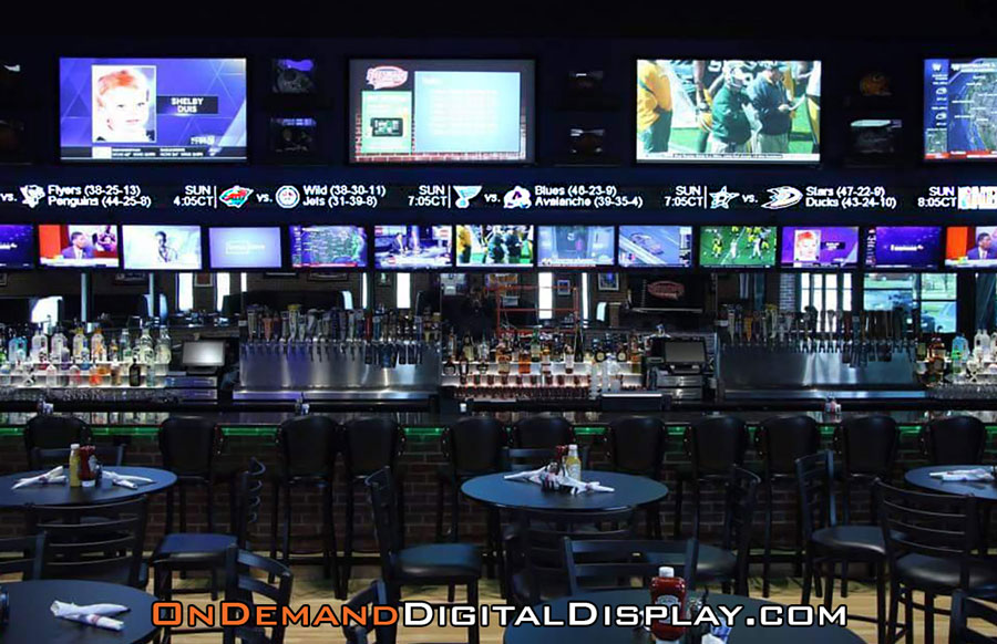 Bar's LED sports ticker display (Des Moines, Iowa)